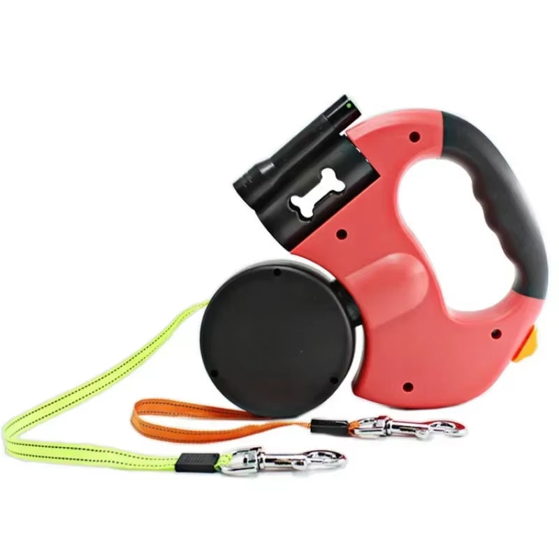 Dual-LED Retractable Dog Leash (2-Dog, 3 m) – “MoonWalk” by PetJeeves®