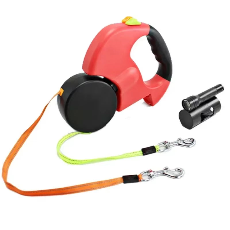 Dual-LED Retractable Dog Leash (2-Dog, 3 m) – “MoonWalk” by PetJeeves®