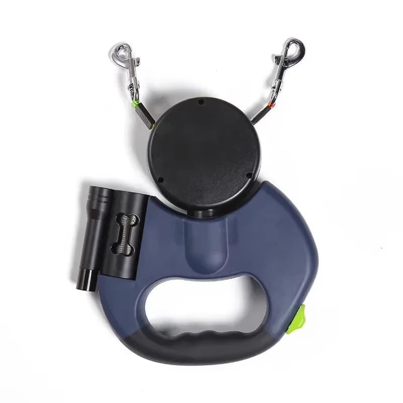 Dual-LED Retractable Dog Leash (2-Dog, 3 m) – “MoonWalk” by PetJeeves®
